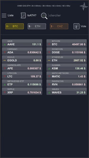 Capture de l’application maCrypto