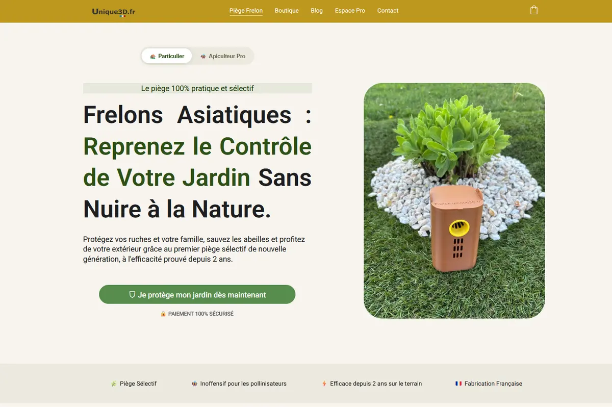 Capture du site Piège Frelon Sélectif (piege-frelon-selectif.fr)