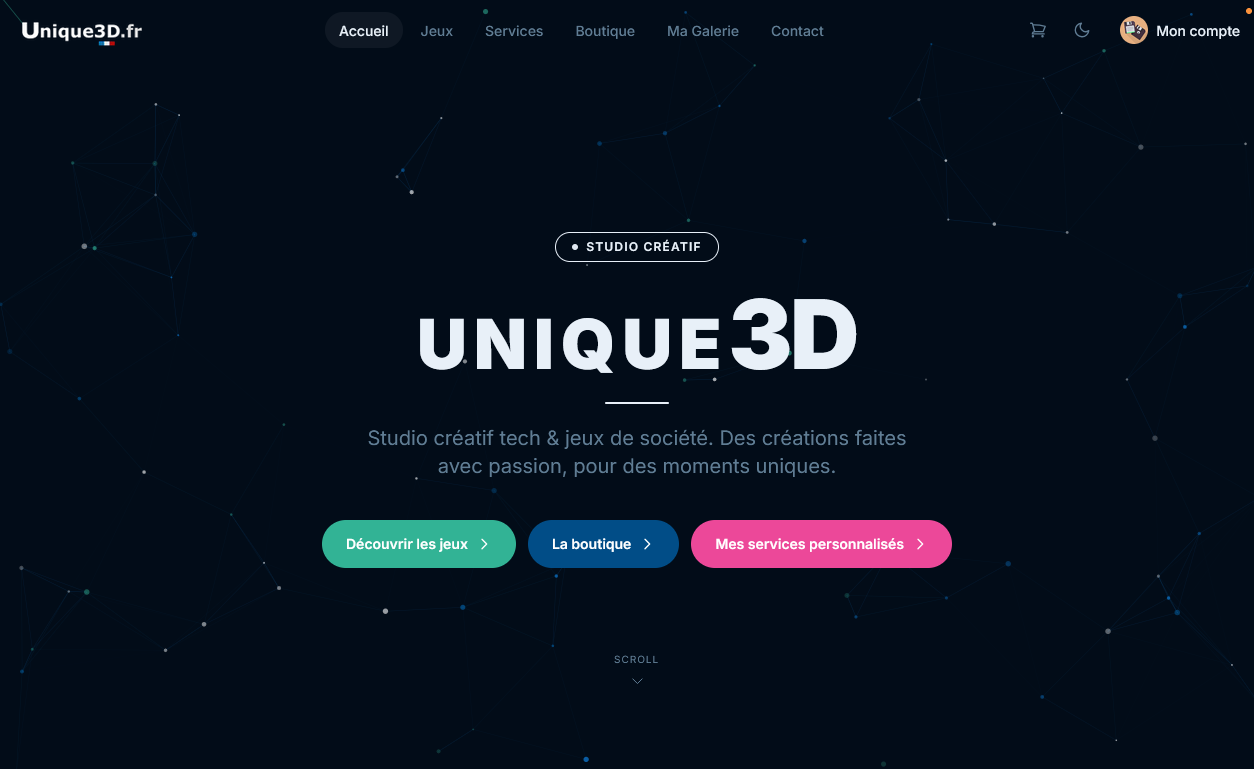 Capture du site unique3D (unique3D.fr)