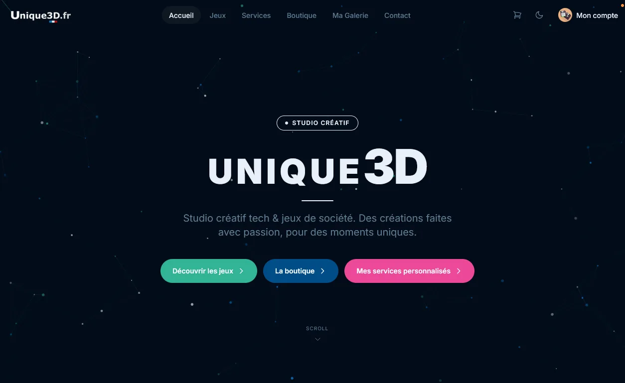 Capture du site unique3D (unique3D.fr)